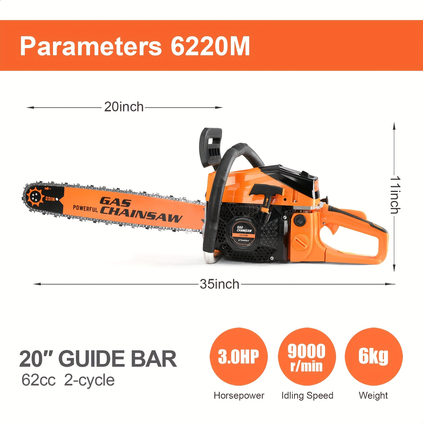 Gas Chainsaw Set – 12-Inch 25CC Pruning Saw & 20-Inch 62CC Heavy-Duty Log Cutting Chainsaw, Choose by Need