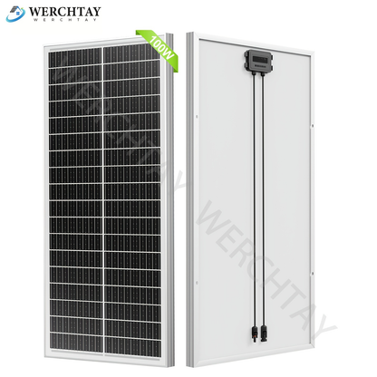 100W Solar Panel 12V High Efficiency Monocrystalline Photovoltaic Module for Off-Grid System RV Boat Home Commercial Street Hotel Shopping Mall Venue Power Generation