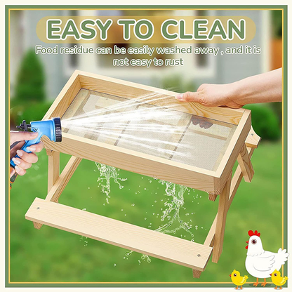 Wooden Chicken Feeder Trough Poultry Dining Table No Waste Farm