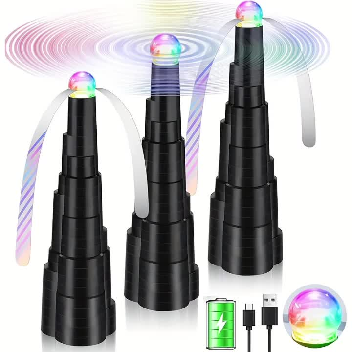 Fly Fan for Table 4 Pack - USB Rechargeable Fly Repellent Fan with LED Lights, Soft-Stop Blades, Portable Tabletop Fly Spinner for Outdoor Dining BBQ Camping Picnic