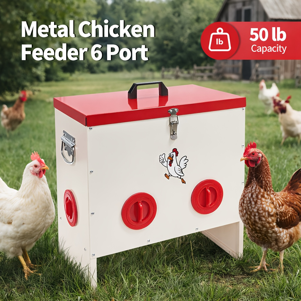 Gravity Chicken Feeder Stainless Steel 6 or 10 Port Rat-Proof