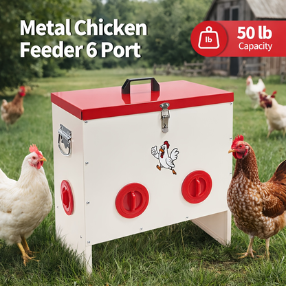 Gravity Chicken Feeder Stainless Steel 6 or 10 Port Rat-Proof