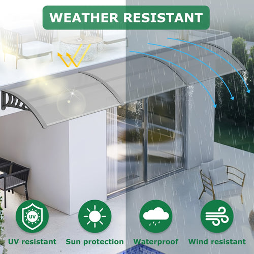 Door Awning 120"x40" Polycarbonate Canopy UPF50+ UV Rain Snow