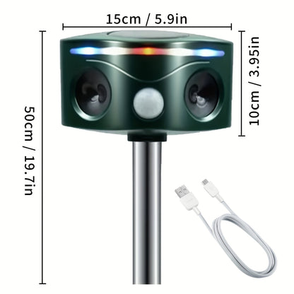 Ultrasonic Animal Repeller | Solar Motion Sensor Deer Cat Dog Garden