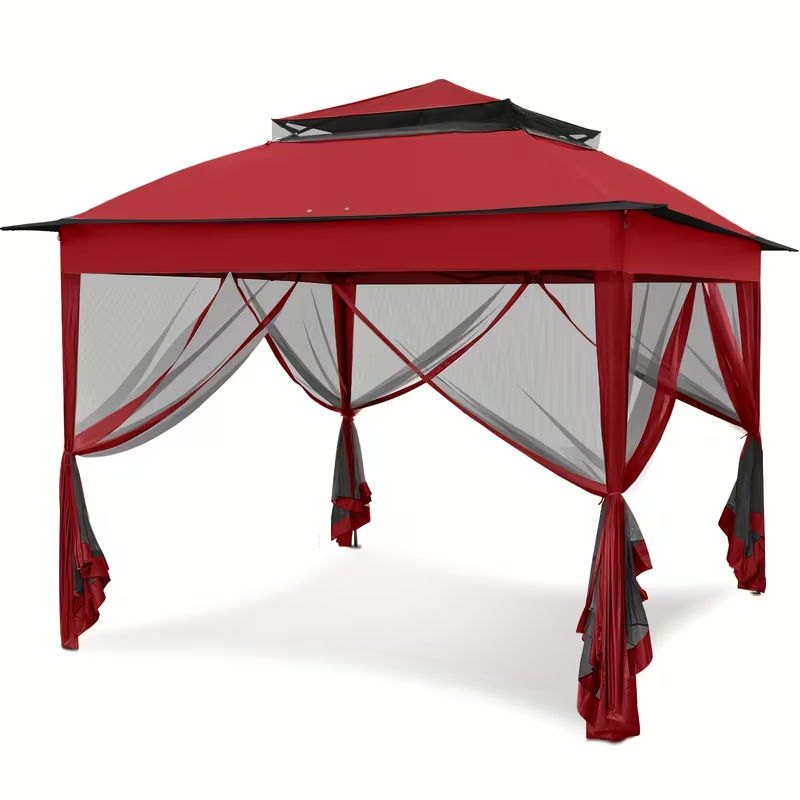Instant Gazebo Tent 11x11 FT Mosquito Netting No Assembly Required