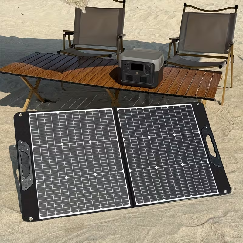 Foldable Solar Panel 200W 23.5% High Efficiency 20V Portable with 2 Brackets Solar Cable for Camping RV Power Station Off-Grid Emergency Power Outage