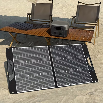 Foldable Solar Panel 200W 23.5% High Efficiency 20V Portable with 2 Brackets Solar Cable for Camping RV Power Station Off-Grid Emergency Power Outage