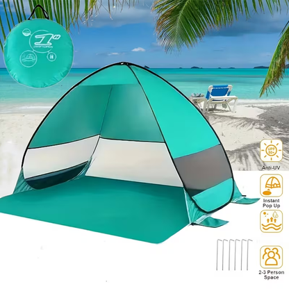 Beach Tent Pop Up Sun Shade 2-3 Person Anti-UV with Carry Bag