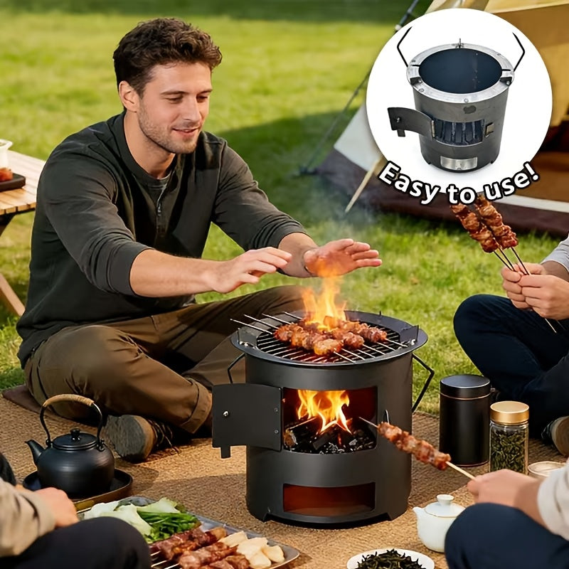 Wood Burning Stove | Portable Camping Charcoal BBQ Cooking Tea Heating