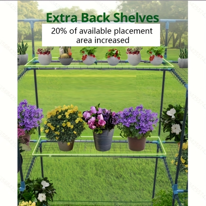 Portable Greenhouse 4.7x4.7x6.4ft with 14 Shelves, Heavy Duty PE Cover Walk-In Garden Greenhouse for Outdoors & Indoors, Clear