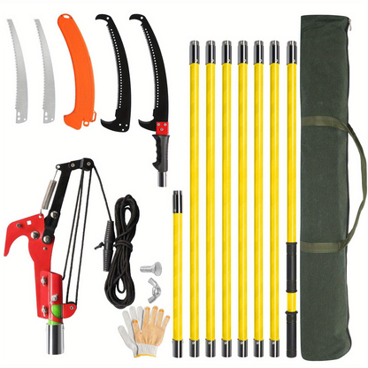Extendable Pole Saw 26ft 2-in-1 Manual Tree Pruner – High Reach Branch Trimmer with Pruning Saw & Rope Cutter for Yard & Garden