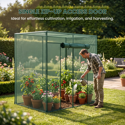 Plant Protection Tent Crop Cage with Zippered Door & Square Frame, Raised Garden Bed Cover Wind-Resistant for Outdoor Vegetables, Flowers & Herbs, Multiple Sizes