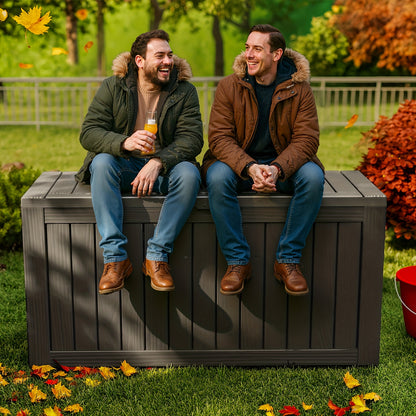 Deck Box Outdoor Storage Lockable Resin | Patio Garden Pool Cushions