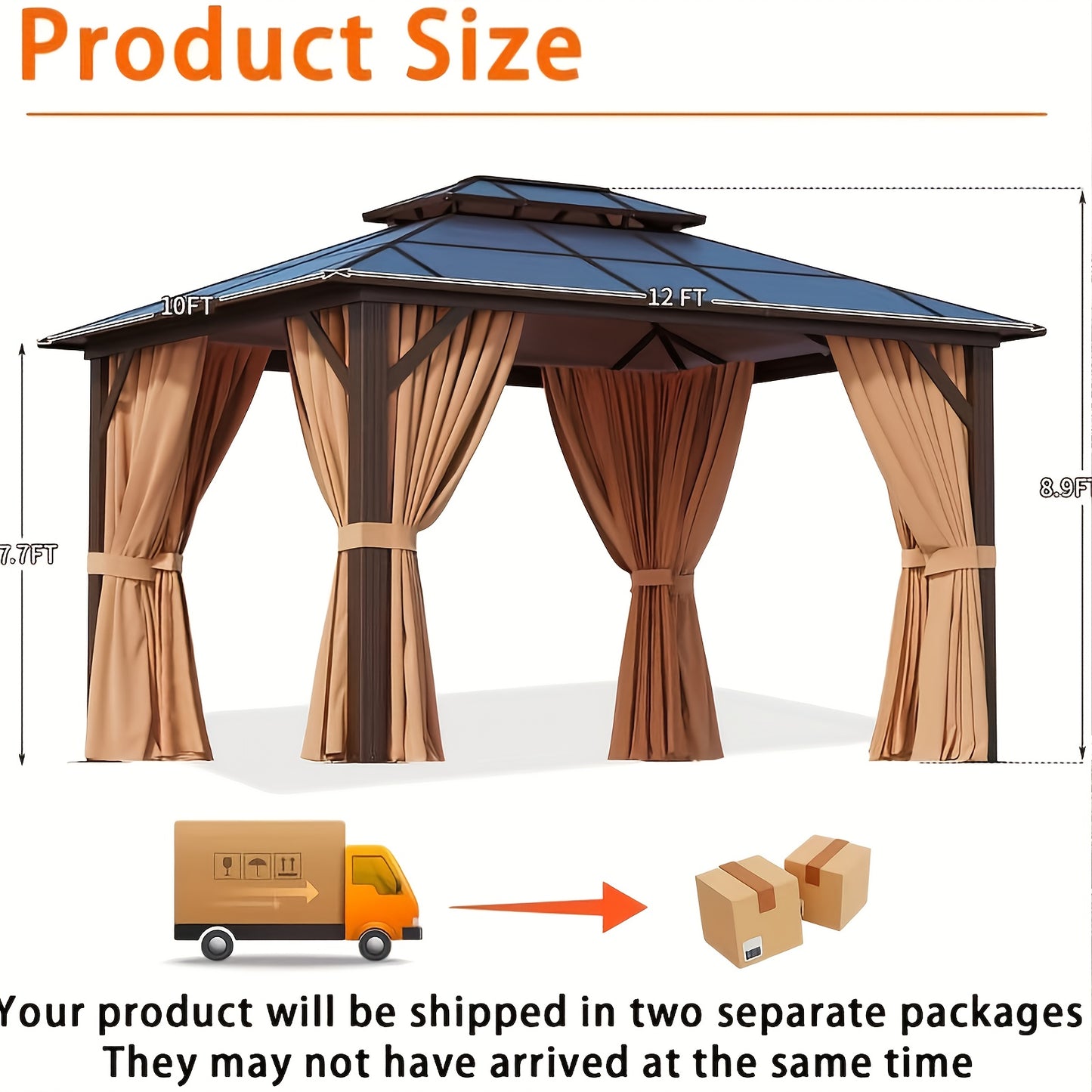 Hardtop Gazebo Polycarbonate Roof Aluminum Frame Curtains & Net