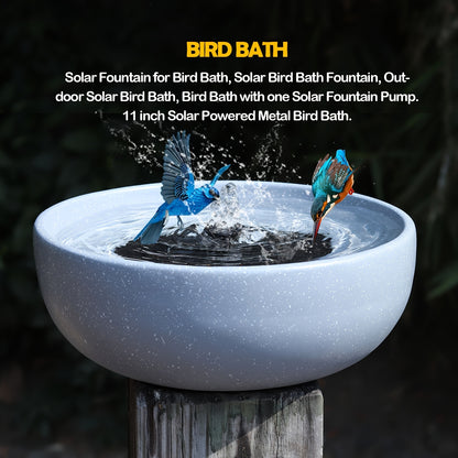 Bird Bath Solar Fountain 11.2" Outdoor Bubbler – Garden Decor