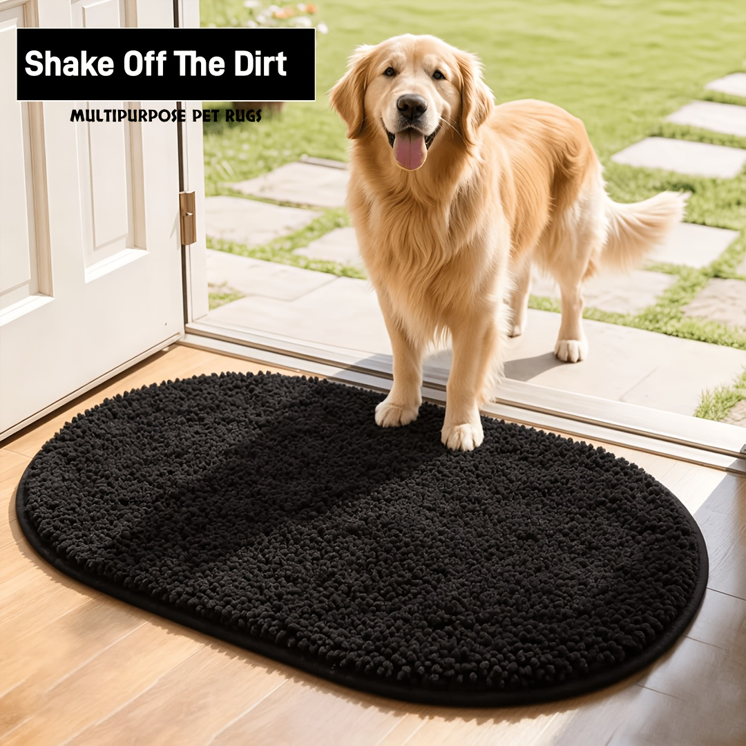Chenille Dog Door Mat Super Absorbent Muddy Paws Non-Slip Washable Pet Rug Quick Dry Gingham Entryway Mat Indoor Outdoor Multiple Sizes & Colors