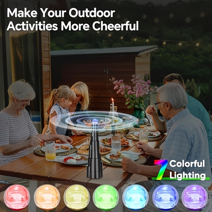 Fly Fan for Table 4 Pack - USB Rechargeable Fly Repellent Fan with LED Lights, Soft-Stop Blades, Portable Tabletop Fly Spinner for Outdoor Dining BBQ Camping Picnic