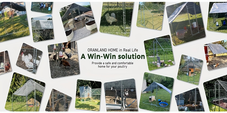 Metal Chicken Run Outdoor Poultry Cage Large Walk-in Enclosure for Chickens Ducks Rabbits UV-Resistant Weather-Resistant Mesh Walls Secure Latches Easy-Access Doors No Electricity Needed