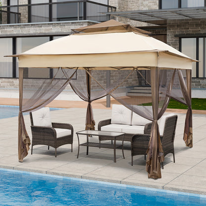 Instant Gazebo Tent 11x11 FT Mosquito Netting No Assembly Required
