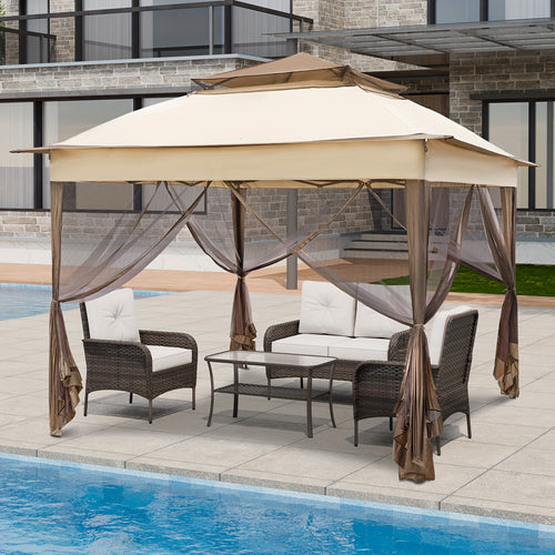 Instant Gazebo Tent 11x11 FT Mosquito Netting No Assembly Required