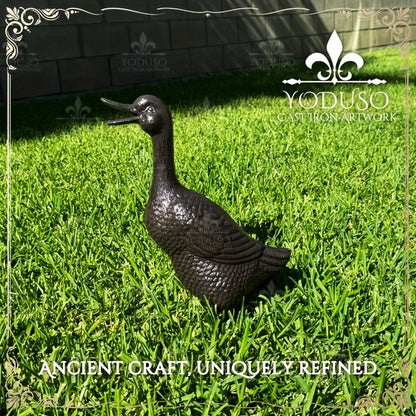 Garden Duck Statue Cast Iron Outdoor Lawn Ornament Rustic Farmhouse Metal Sculpture Mother Duck Ducklings Yard Decor Multiple Styles