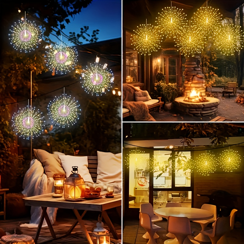 Meteor Shower Rain Lights Outdoor, 480 LED Solar Starburst Ball Lights 8 Tubes with Remote & Timer, IP44 Waterproof Falling Rain Drop Icicle String Lights for Christmas Tree Garden Party Wedding Decor
