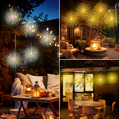 Meteor Shower Rain Lights Outdoor, 480 LED Solar Starburst Ball Lights 8 Tubes with Remote & Timer, IP44 Waterproof Falling Rain Drop Icicle String Lights for Christmas Tree Garden Party Wedding Decor