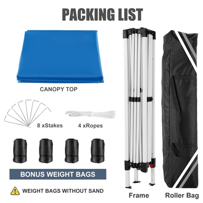 Pop Up Canopy Tent 10x10ft UPF50+ Waterproof Portable Gazebo Sandbags
