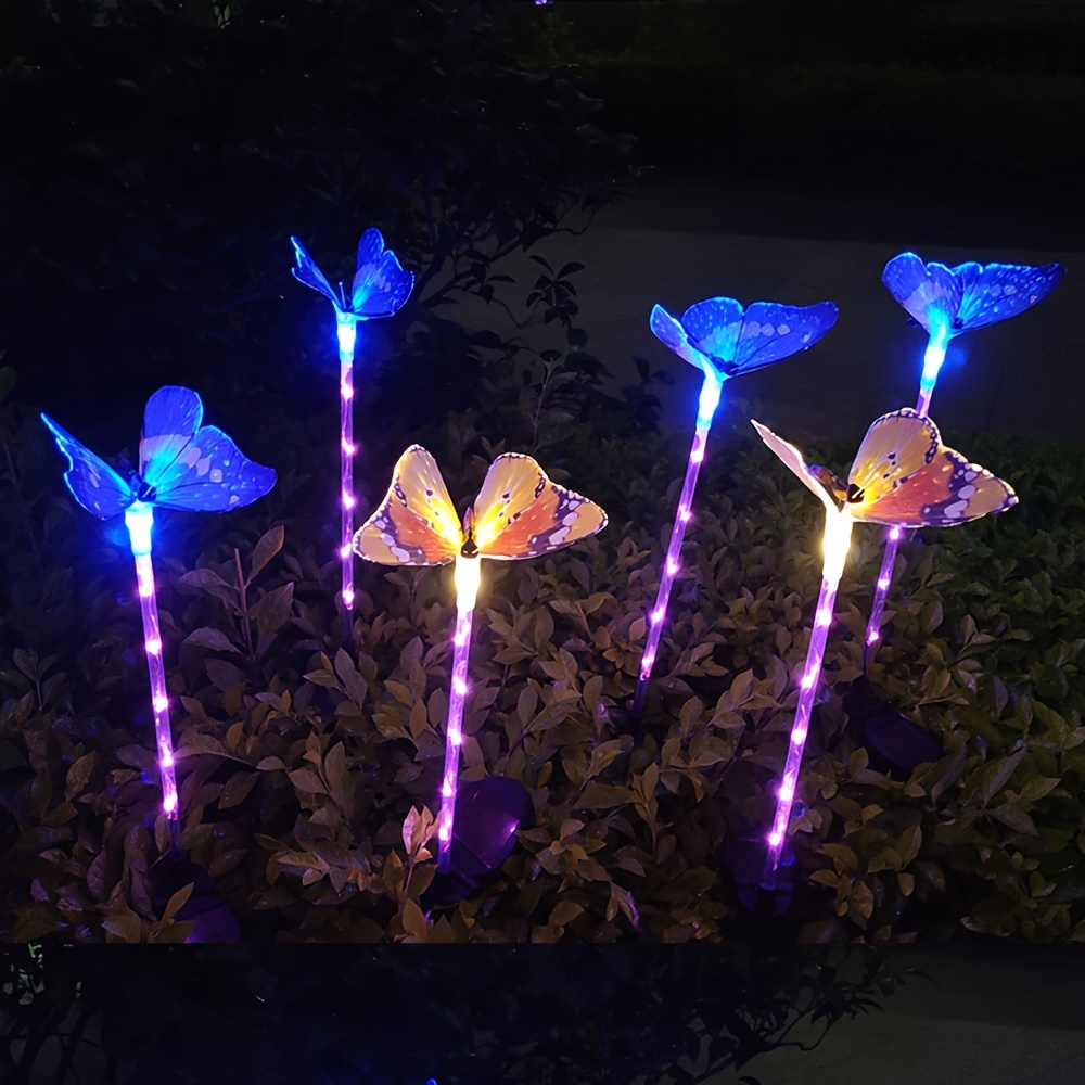 Solar Butterfly Garden Lights 6-Pack, Color Changing Waterproof