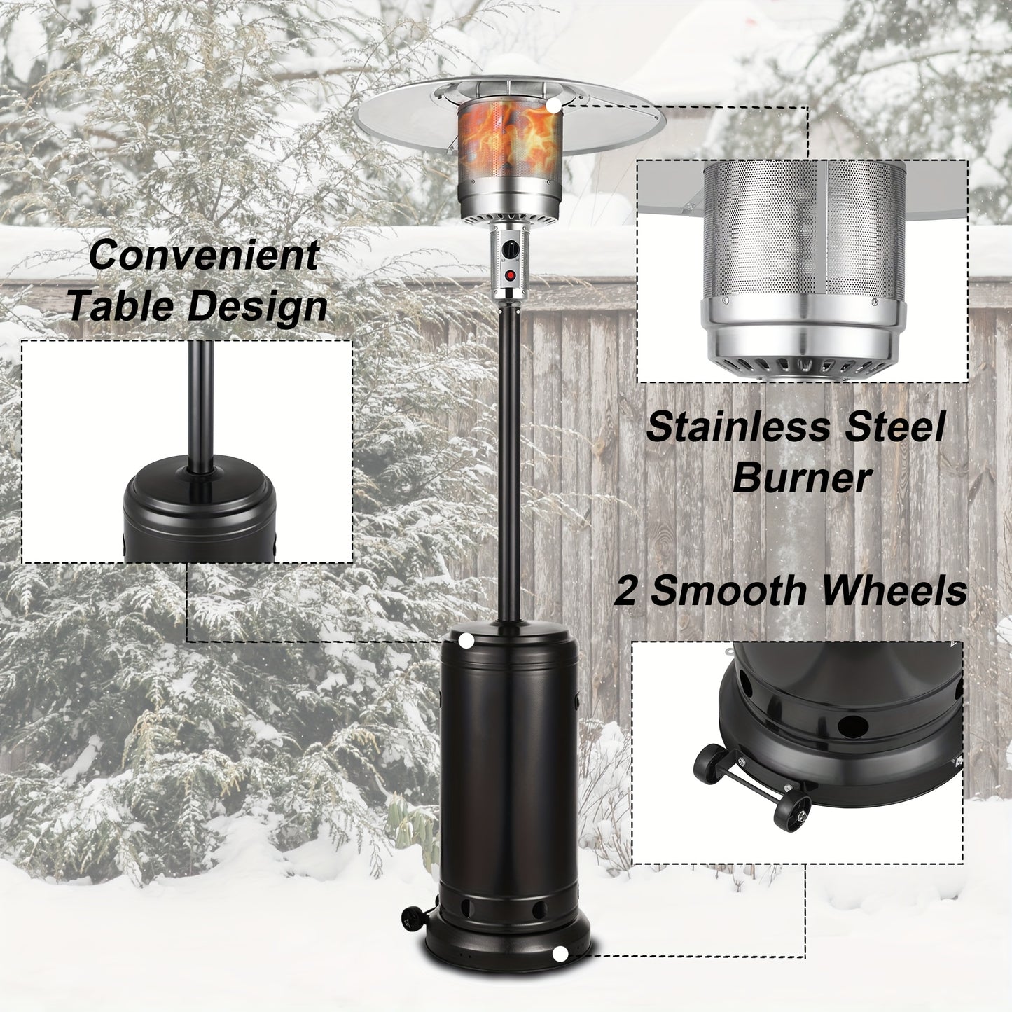 Patio Heater | Propane Outdoor Standing Stainless Steel Garden Party
