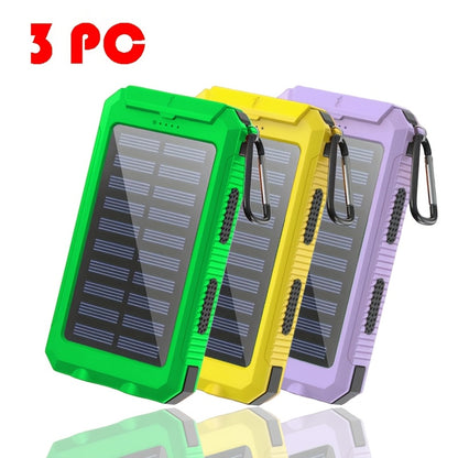 Solar Charger 12800mAh Portable Power Bank - Dual USB 5V Output, LED Flashlight, Outdoor Backup Battery for All Cell Phones, Camping, Hiking & Emergency Use