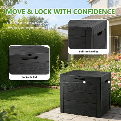 Deck Box Resin Lockable UV Waterproof | Patio Garden Toy Tool Storage