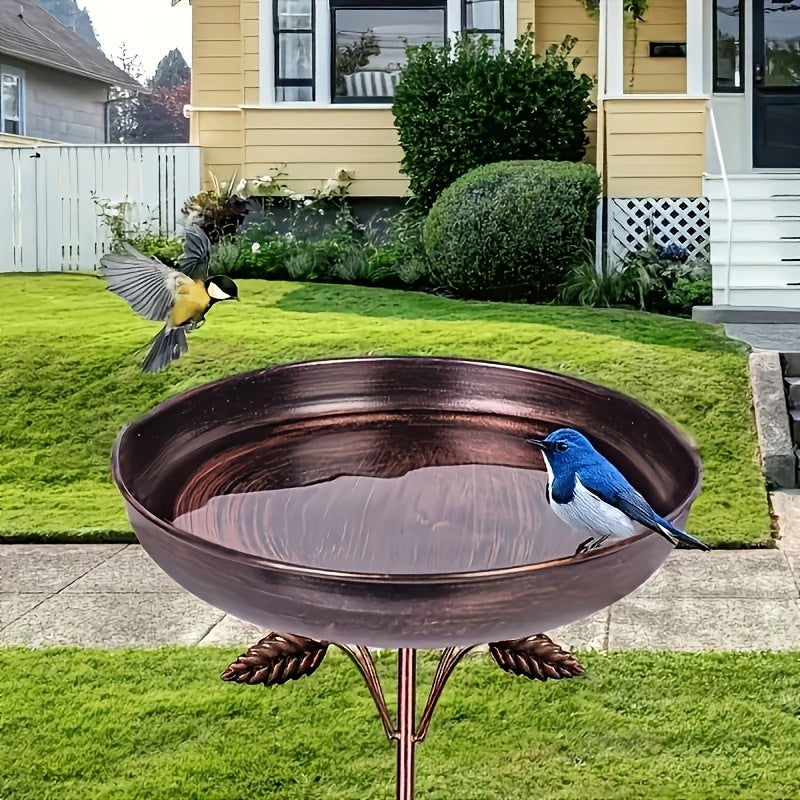 Bird Bath | Vintage Pedestal Iron Copper Floral Garden Bird Watching