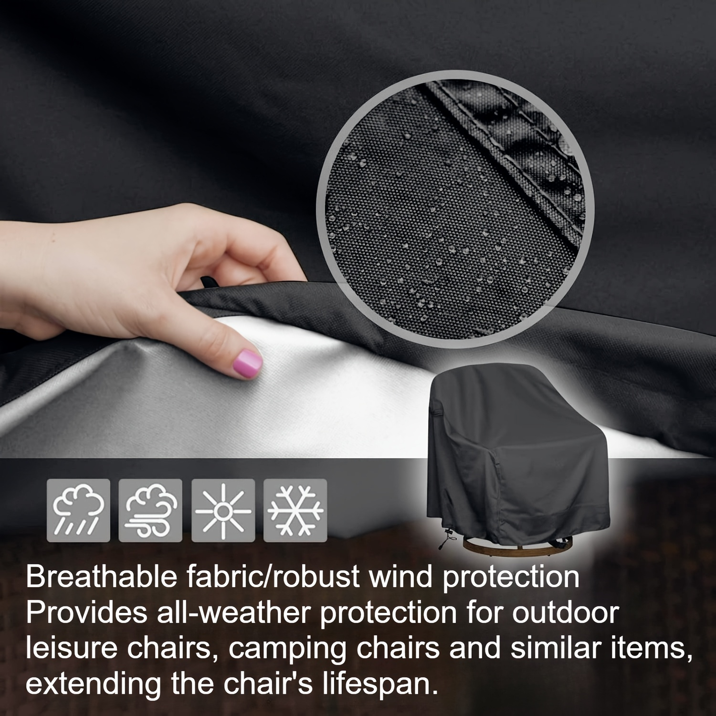 Swivel Patio Chair Covers Waterproof 2 Pack, Heavy Duty Outdoor Furniture Covers 27.5"W x 32.5"D x 43"H, All-Weather UV & Wind Resistant Protection for Terrace Balcony Garden Chairs, Black