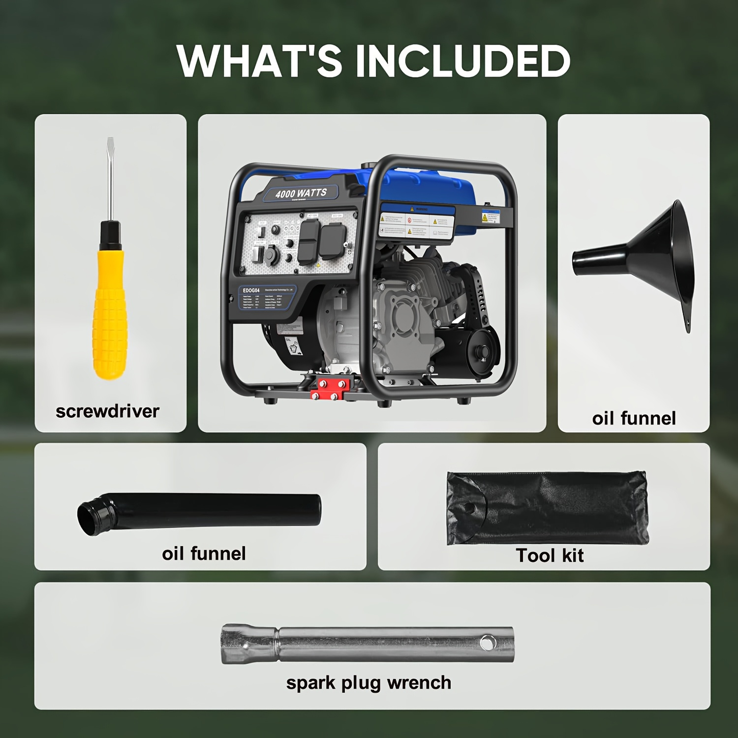 Portable Generator 4000W Four-Stroke Gas Powered with 2x120V AC 30A RV Port 12V DC USB-C for Home Backup Camping RV Hurricane Emergency Power Outdoor
