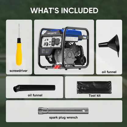 Portable Generator 4000W Four-Stroke Gas Powered with 2x120V AC 30A RV Port 12V DC USB-C for Home Backup Camping RV Hurricane Emergency Power Outdoor
