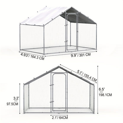 Metal Chicken Run Outdoor Poultry Cage Large Walk-in Enclosure for Chickens Ducks Rabbits UV-Resistant Weather-Resistant Mesh Walls Secure Latches Easy-Access Doors No Electricity Needed