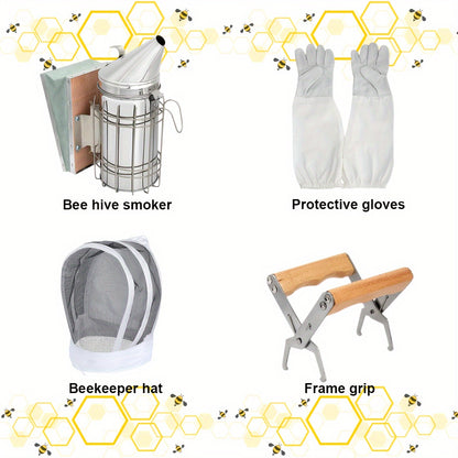 Beekeeping Starter Kit 12PCS Gloves Hive Tool Bee Brush Supplies