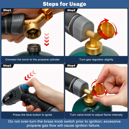Propane Weed Torch Self Igniting | Garden Ice Melt Fire Starter Burner