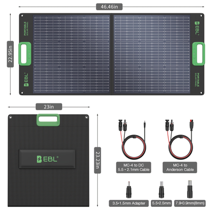 [Portable Solar Panel] 100W Solar Panel for Power Station, Portable Solar Panel with 100W Capacity, Foldable Design for Backup Power, Ideal for Charging Power Stations During RV Camping Or Off-Grid Use