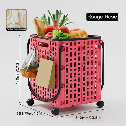 Foldable Shopping Cart with Wheels and Handle Large Capacity Portable Trolley for Grocery Camping Travel Laundry Beach Outdoor Home Lightweight Space Saving