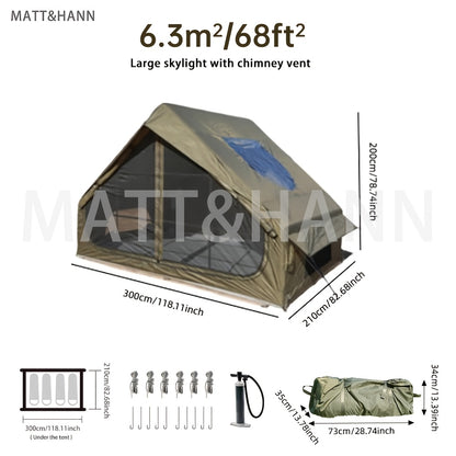 Inflatable Camping Tent 4-8 Person Air Cabin Glamping UV Protection
