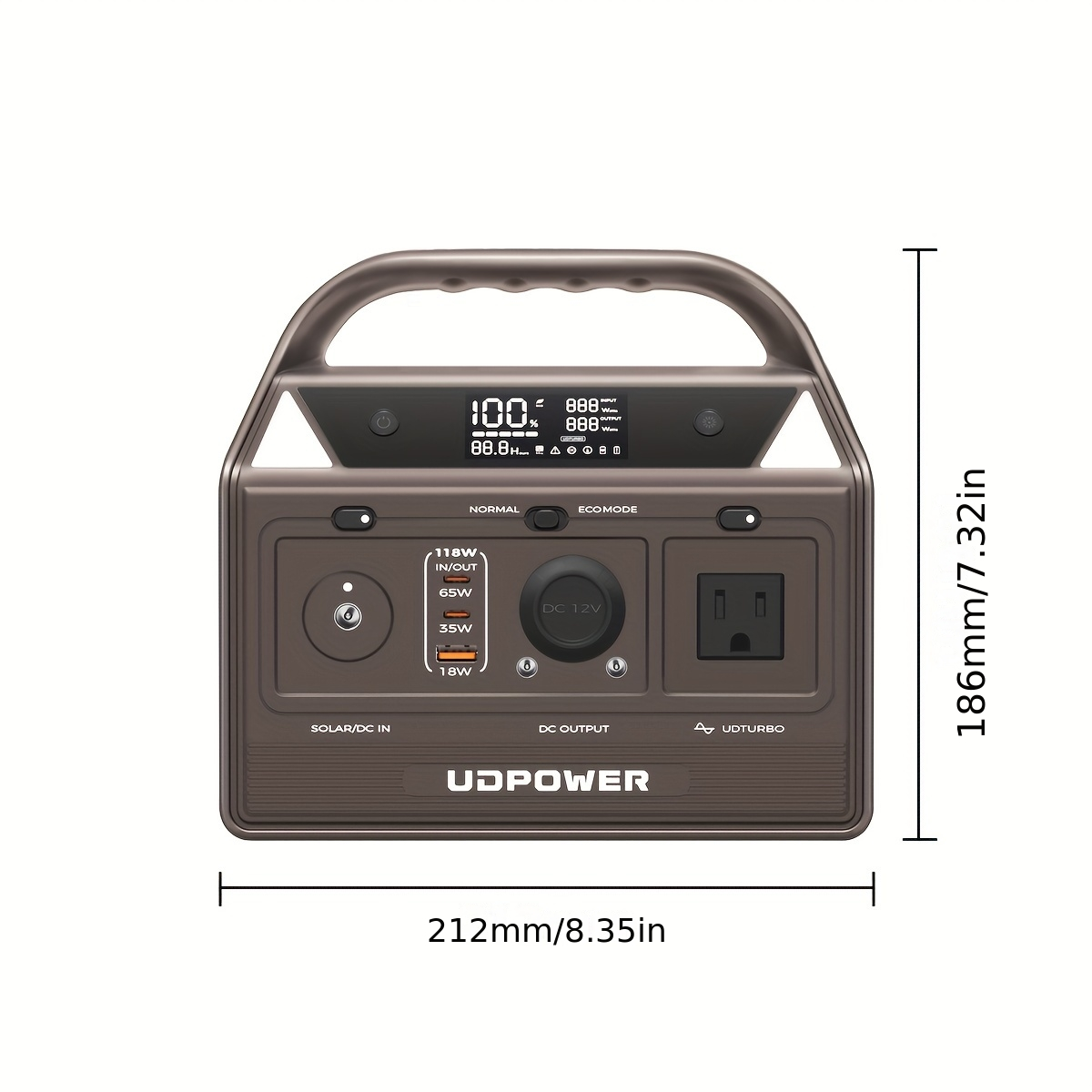LiFePO4 Power Station 600W 595Wh Solar Generator 9 Outputs AC PD USB-C DC LED for Home Camping RV Travel Emergency Backup Off-Grid Power Supply