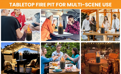 Fire Bowl Tabletop Fire Pit Indoor Outdoor Butane Fuel Mini Portable Fireplace with Glass Wind Guard for Coffee Table Patio Balcony Camping