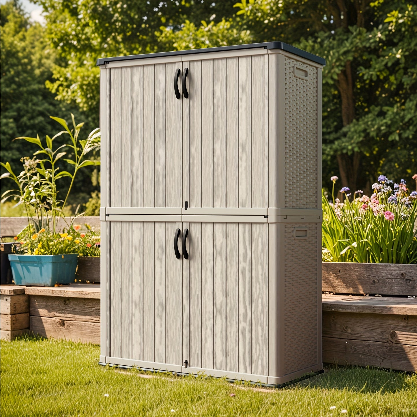 Resin Deck Box Lockable Outdoor Storage, 260 & 520 Gal