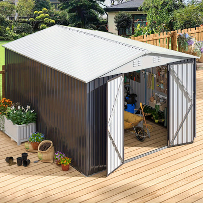 Outdoor Storage Shed | Metal Lockable Backyard Patio Garden Garage