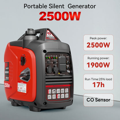Inverter Generator Portable Ultra Quiet - 2500W/3600W/4000W/4500W, CO Auto Shutoff, ECO Mode, Parallel Ready, Clean Power THD<3% for Camping, RV, Home Backup, Yard & Lawn