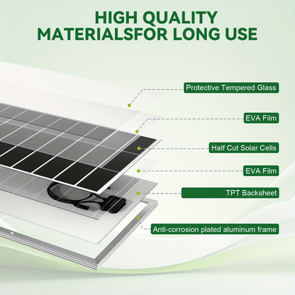 Monocrystalline Solar Panel 400W 25.5% High Efficiency Half-Cut Cell A+ Grade 2pcs 200W 12V Solar Module for Farm House Rooftop RV Caravan Off-Grid System Energy Independence