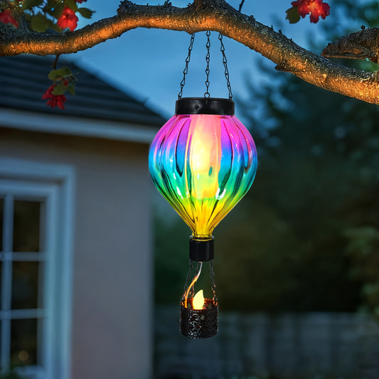 Solar Hot Air Balloon Lantern Garden Light, Flame Effect Decor