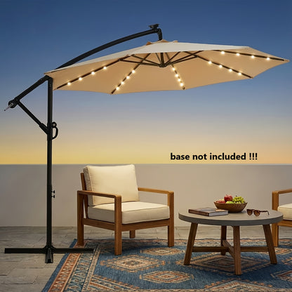 Offset Cantilever Umbrella 10FT Solar LED UPF50+ Easy Tilt Crank